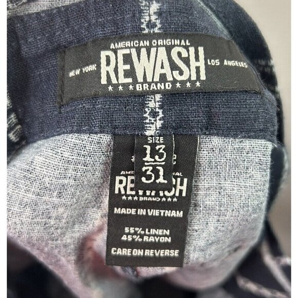 Rewash Brand Blue White Linen Blend Drawstring Shorts Womens Size 13/31 … - Picture 7 of 8
